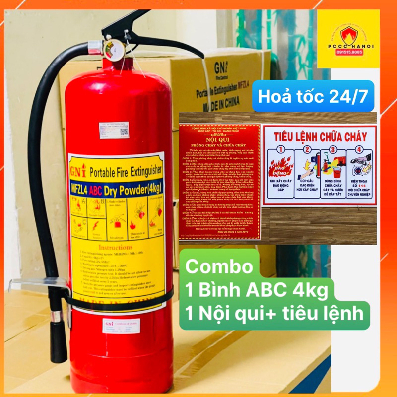 Combo 1 bình bột ABC 4kg + 1 bộ nội qui tiêu lệnh
