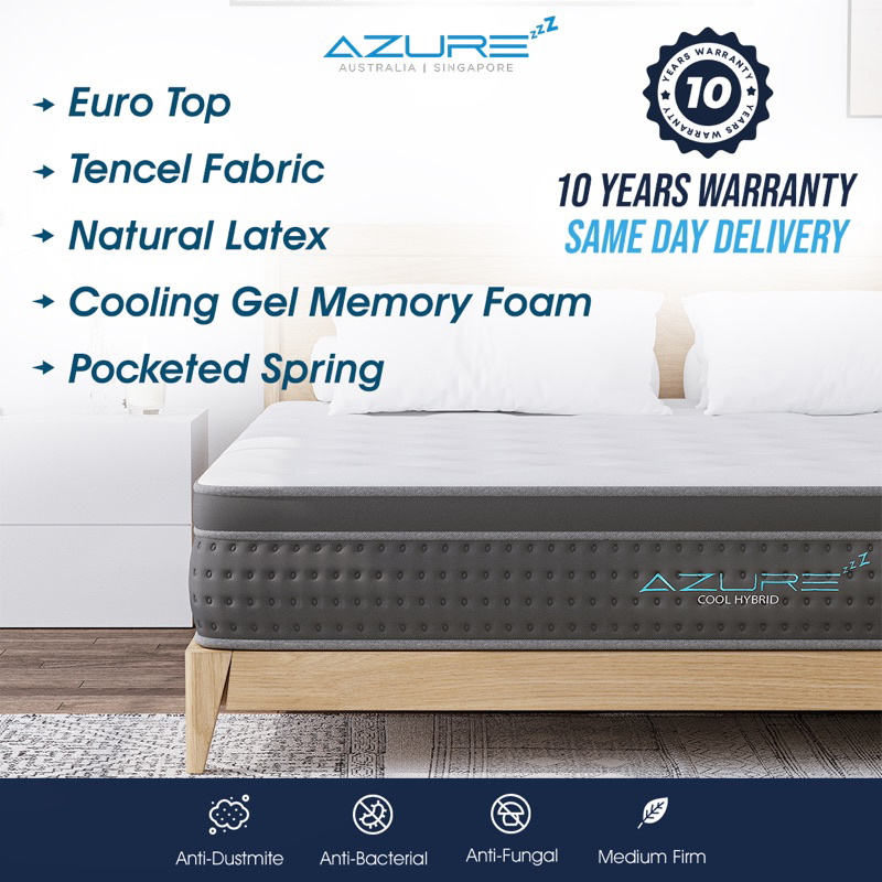 Azure™ Cool Hybrid Euro Top, Tencel Fabric + Cooling Gel + Latex