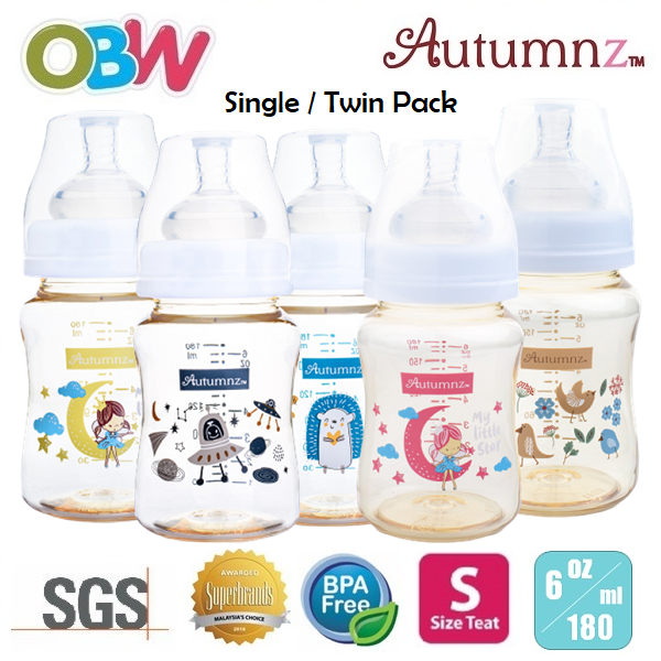 Autumnz PPSU Wide Neck Feeding Bottle 6oz/180ml (Single Twin