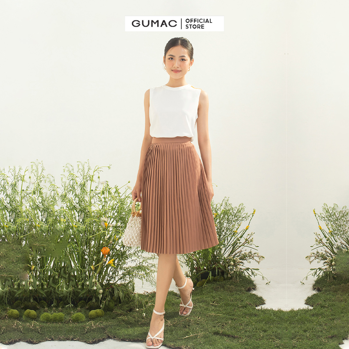 Chân váy dập ly nữ thời trang GUMAC thiết kế trẻ trung VC03052
