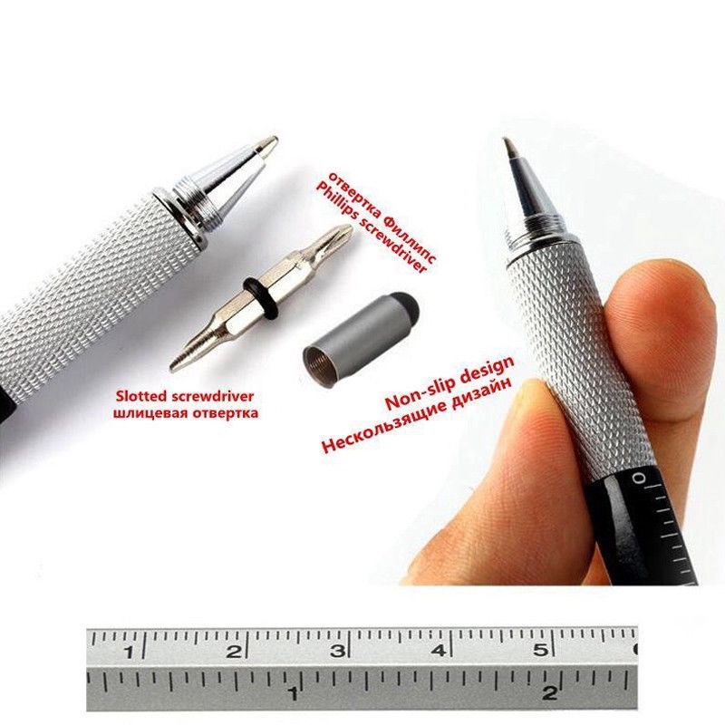 Bút Cảm Ứng Màn Hình Cảm Ứng Đa Năng 6in1 Bút Bi Kèm Thước Kẻ Dụng Cụ Tuốc Nơ Vít