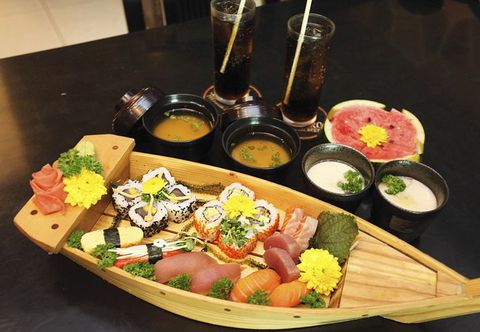 Thuyền Gỗ Sushi deco trang trí món ăn