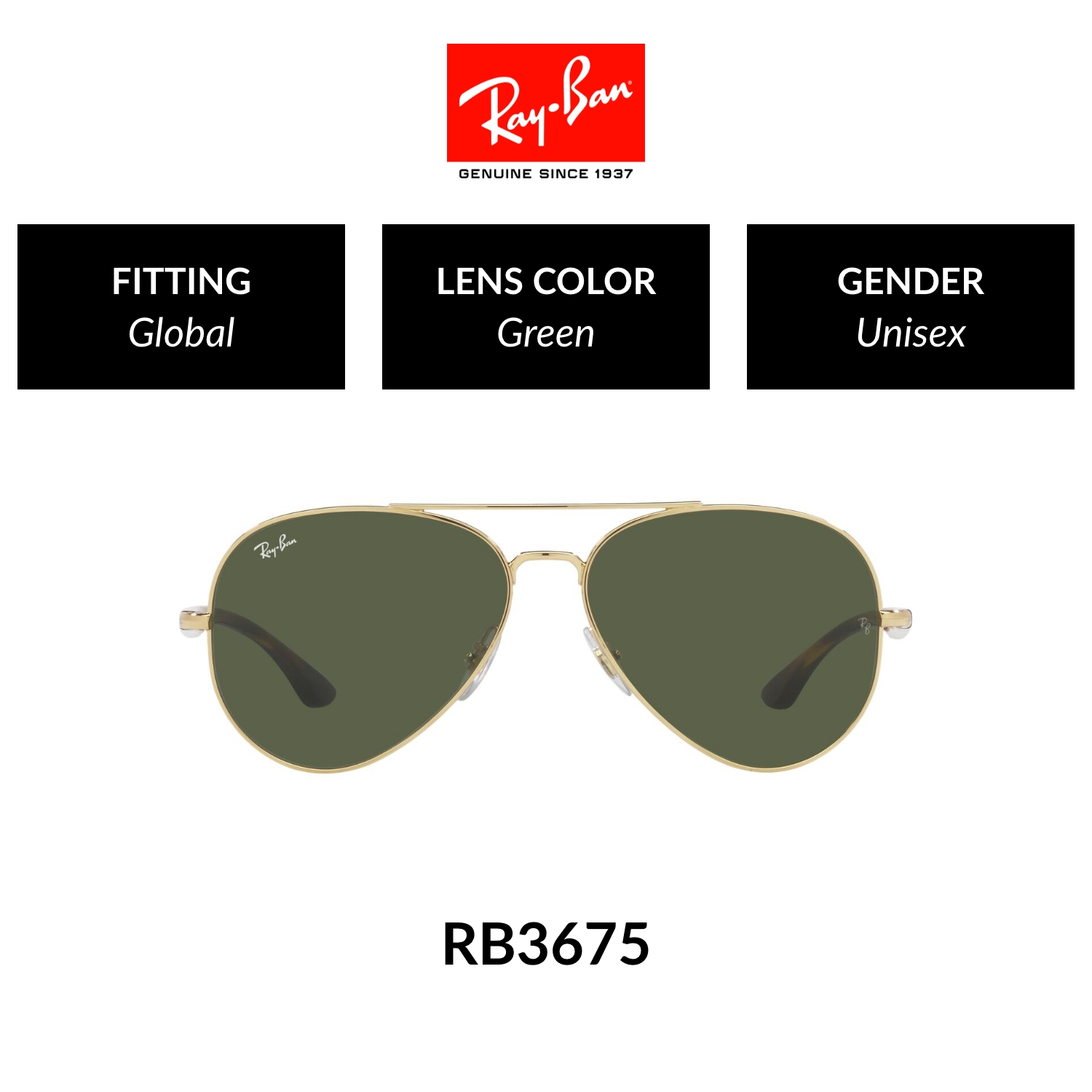 Ray-Ban CORE RB3675 001/31 Unisex Global Fitting Sunglasses Size 53mm |  Lazada Singapore