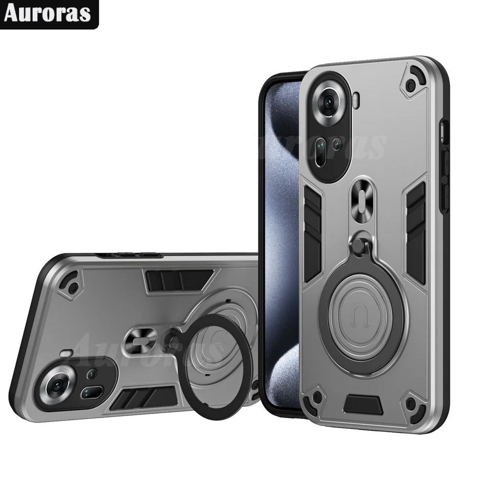 For OPPO A60 Case Shockproof Armor iron Metal Ring Kickstand Bracket Casing for For OPPO Reno 11 10 10Pro Cover Casing HP