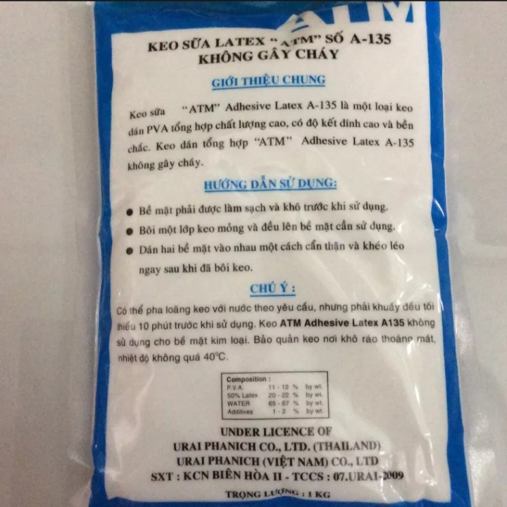 Keo sữa ATM dán giấy gỗ 1kg/bịch