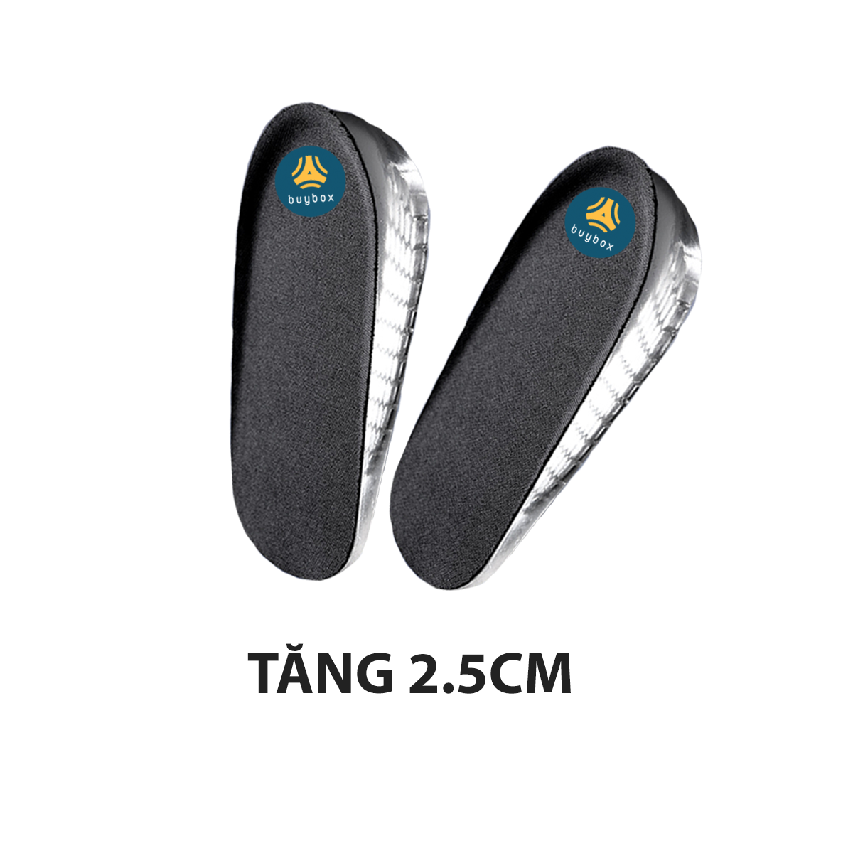 Lót độn đế giày silicone nguyên khối trong suốt, mềm dẻo, chốn thốn, tăng 1.5cm, 2.5cm, 3.5cm chiều cao - buybox - BBPK217