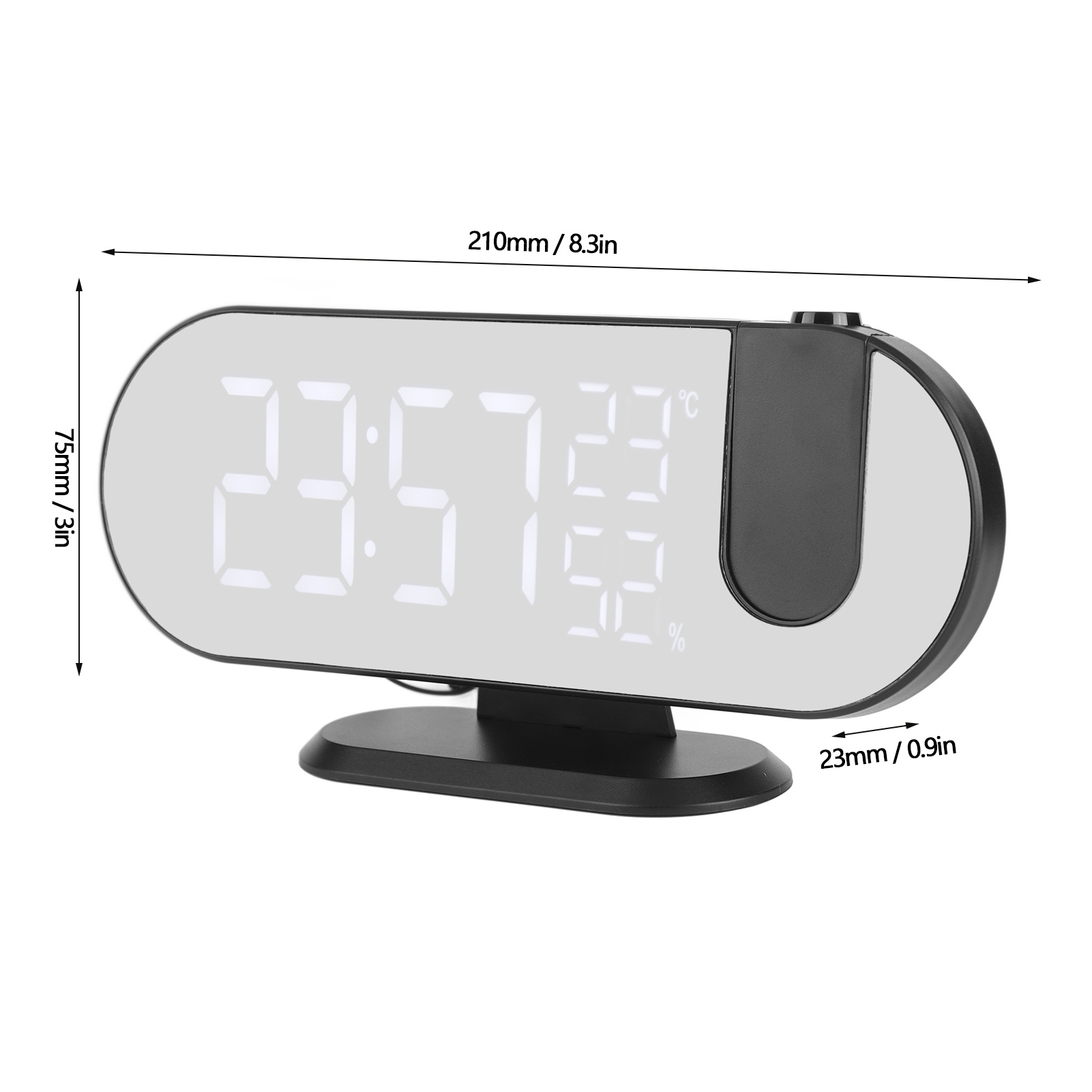 LED Projection Clock 180 Degree Projector Temp Humidity Display Digital Alarm Clock for Office Room