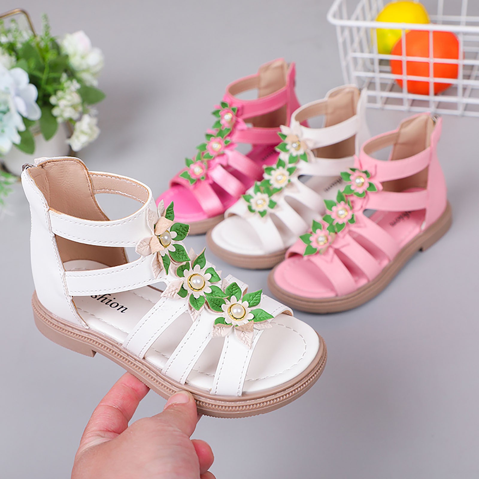  Adorable Girls High Top Sandals with Floral