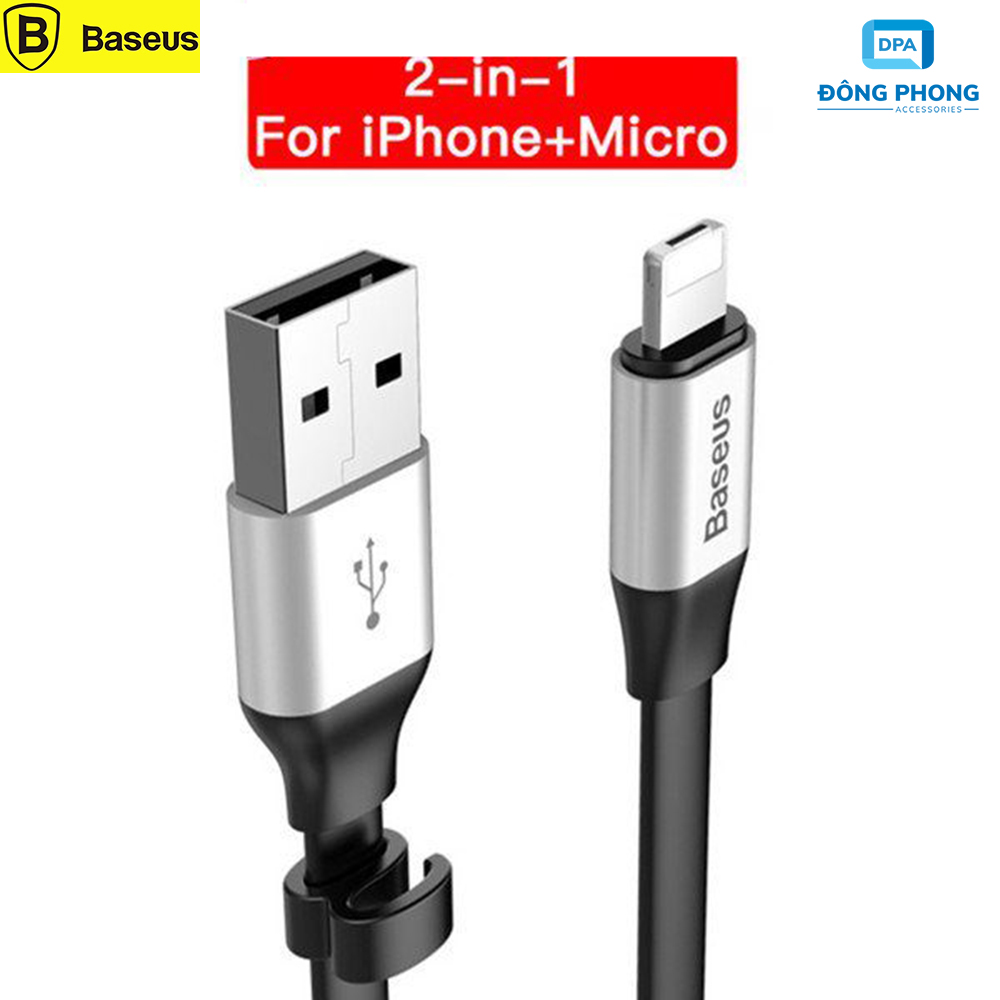 Cáp Ngắn Đa Năng Baseus 2 in 1 Micro USB và Lightning Chính Hãng