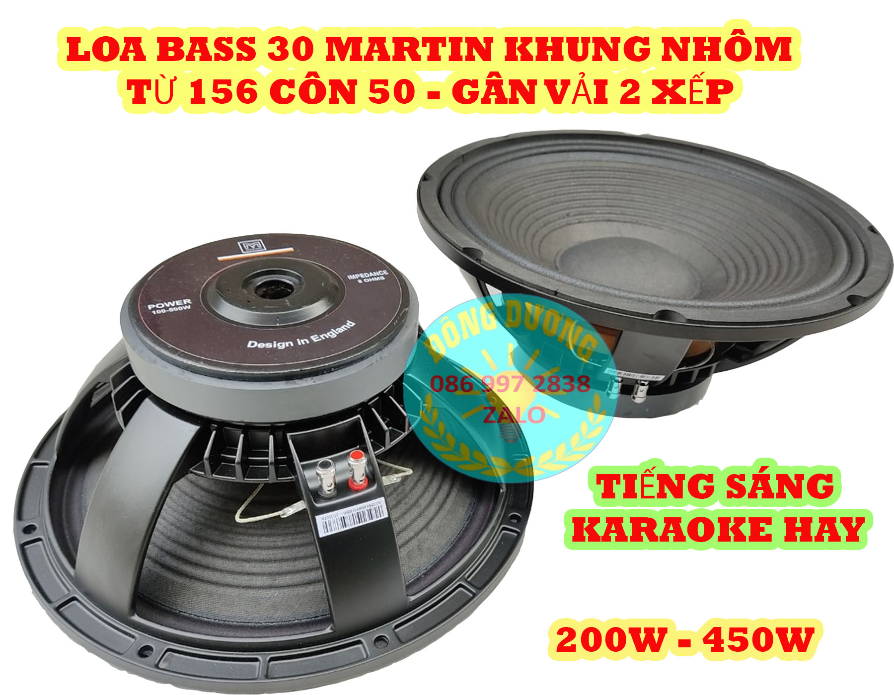 LOA BASS 30 MAXTIN KHUNG NHÔM TỪ 156 CÔN 50MM GÂN VẢI - GIÁ 1 ĐÔI
