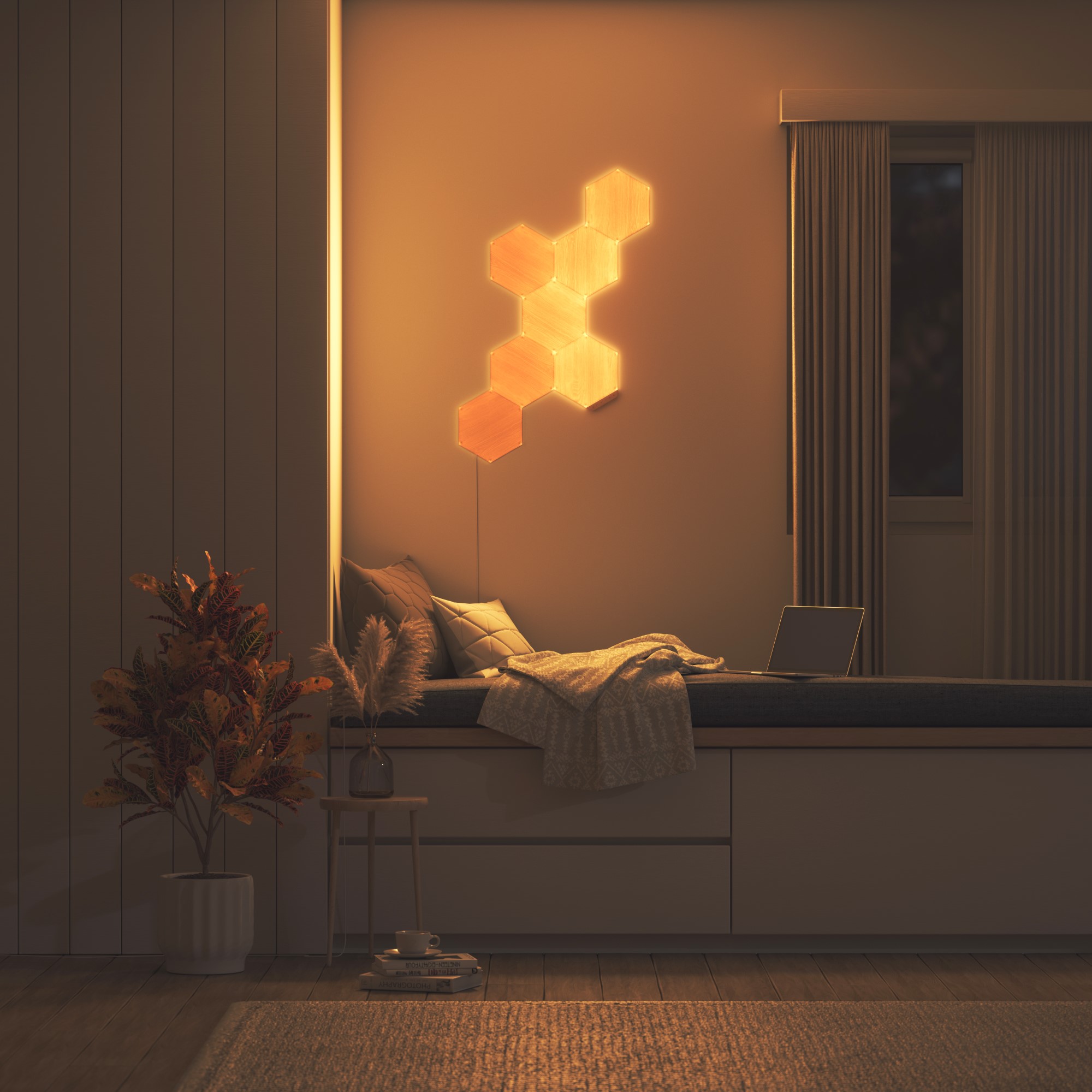 Đèn LED RGB lắp ghép thông minh Nanoleaf Elements 7 ô đèn (Bộ khởi động)