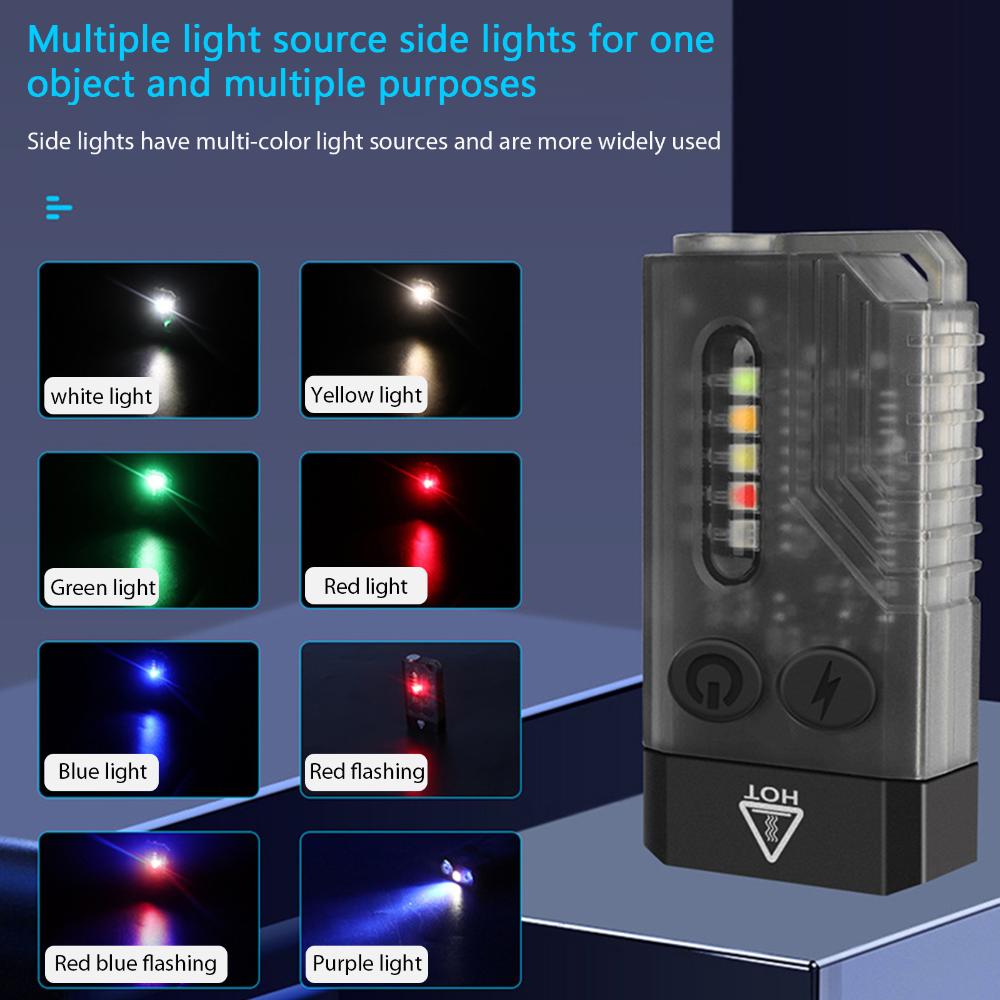 V10 Portable Alarm Camping Light USB Type-C Charging Mini Strong Light Flashlight IPX4 Waterproof 1000LM Magnetic Buzzer Red Light SOS for Camping