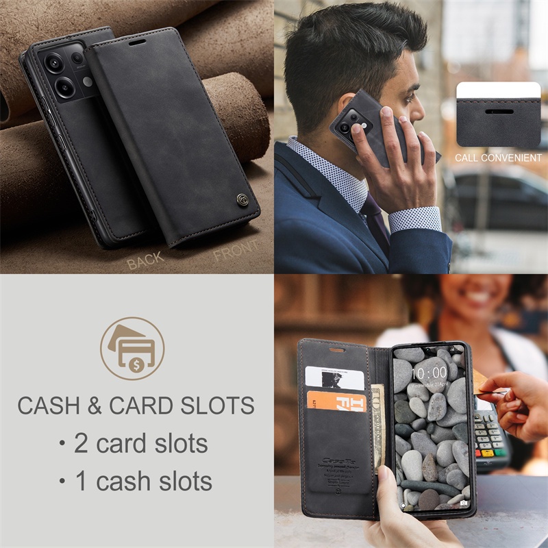 Flip Leather Phone Case For Xiaomi Redmi Note 13 Pro Note13 Note13Pro Note13 4G 5G 2024 Casing Matte PU Card Slot wallet Bracket Shockproof Protection Cases Cover
