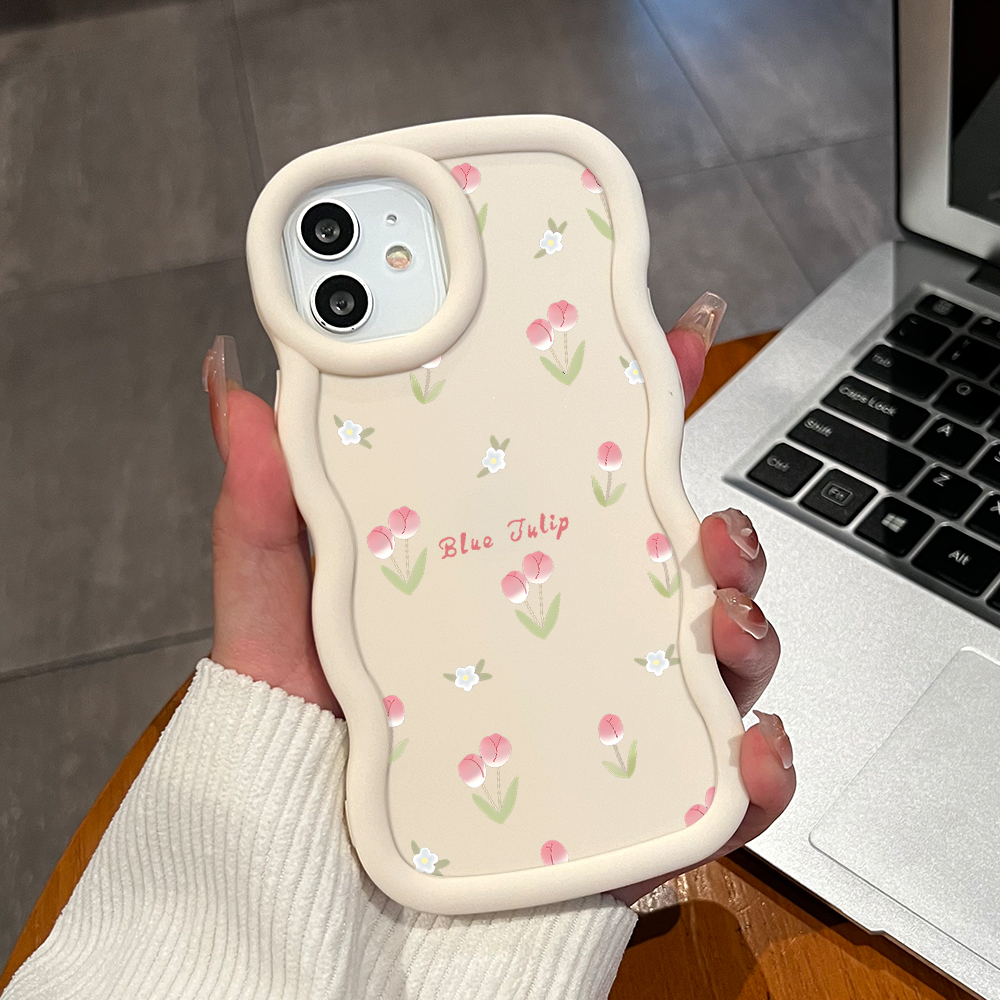 Jizetin for Redmi Note 11 Pro 4G 5G Redmi Note 12 Pro 4G Back Cover Small Pink Flower Macaron Bright Color Wavy Shape Soft Mobile Phone Cases. 