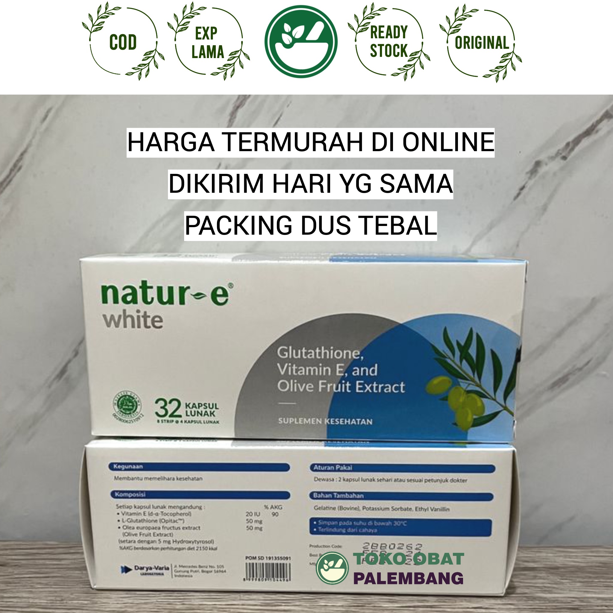 NATUR E WHITE 32 KAPSUL NATUR-E WHITE 32KAPSUL NATURE GLUTATHIONE VITAMIN E  OLIVE FRUIT EXTRACT Glutathione Untuk Kulit Cerah Trubright Complextm -  Lazada | Lazada Indonesia