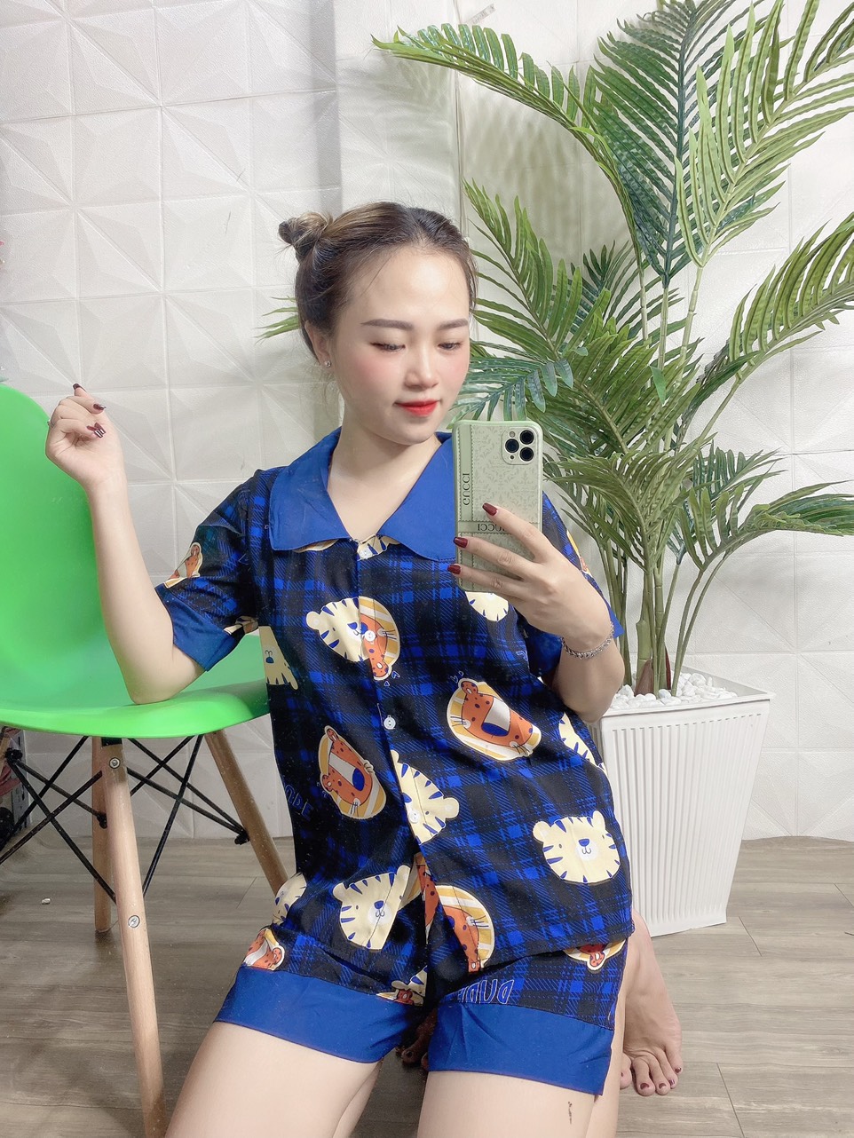 ĐỒ BỘ PIJAMA ĐÙI HỌA TIẾT HÌNH GẤU DỄ THƯƠNG  CÓ SIZE 40-75KG - PJ04