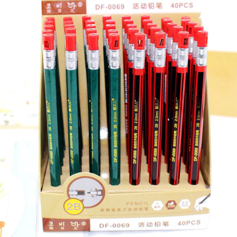 Hộp 40 cây viết chì bấm sisin df0069 ngòi 2b ruột 2.0mm