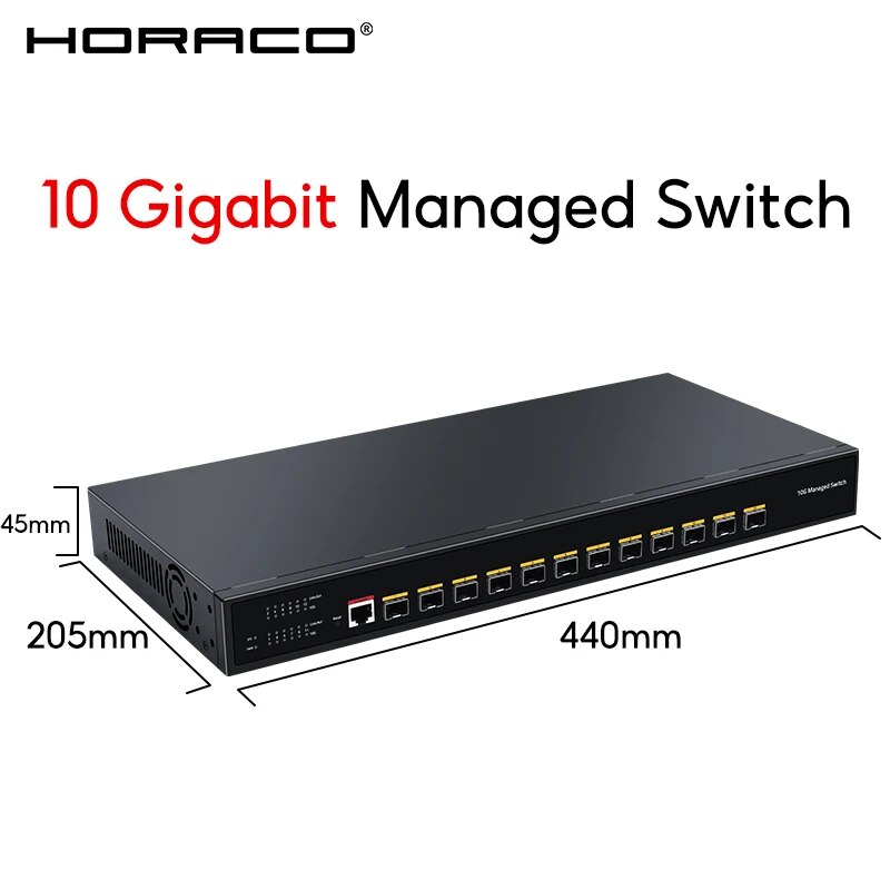 HORACO 10Gigabit Switch Managed 10000Mbps 12 Port Optical SFP