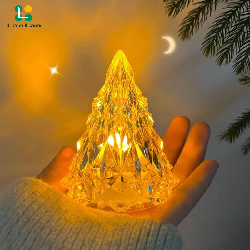 Led Iceberg Ambiance Lights Built-in Button Battery Eye-Protection Crystal Mini Christmas Tree Light