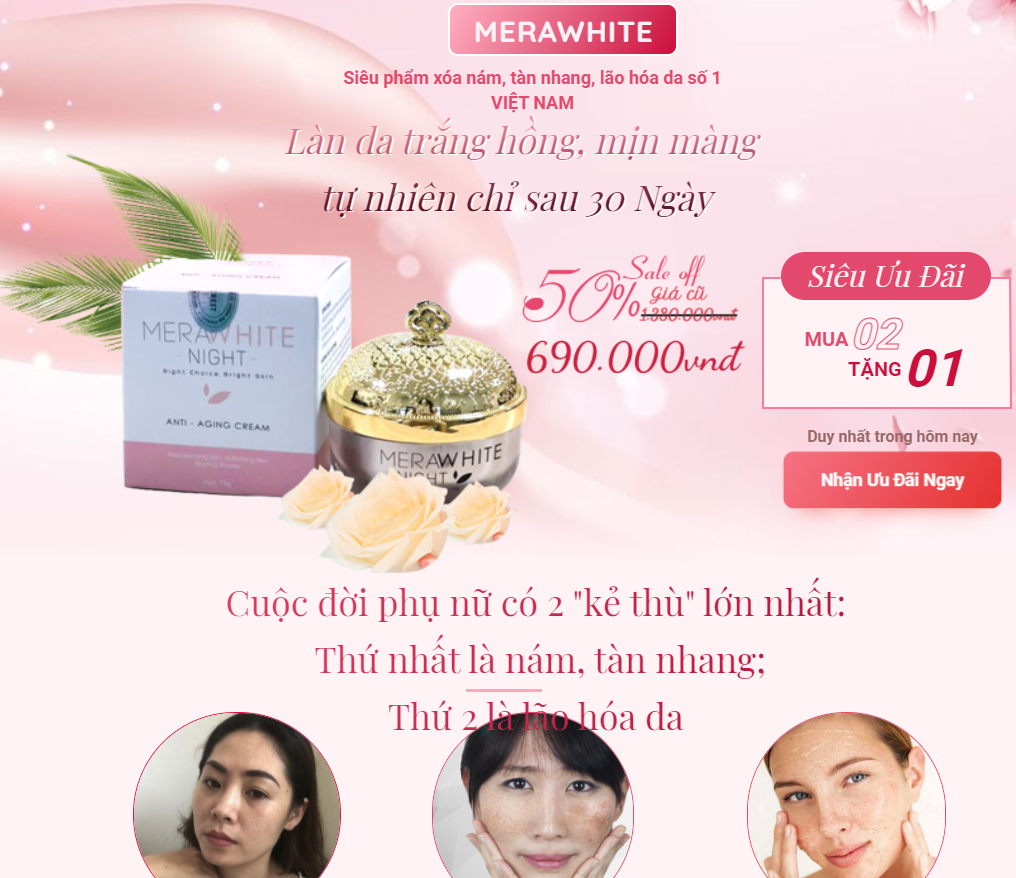 [HCM]Kem Dưỡng Trắng Da Mờ Nám MeraWhite (Kem Đêm)
