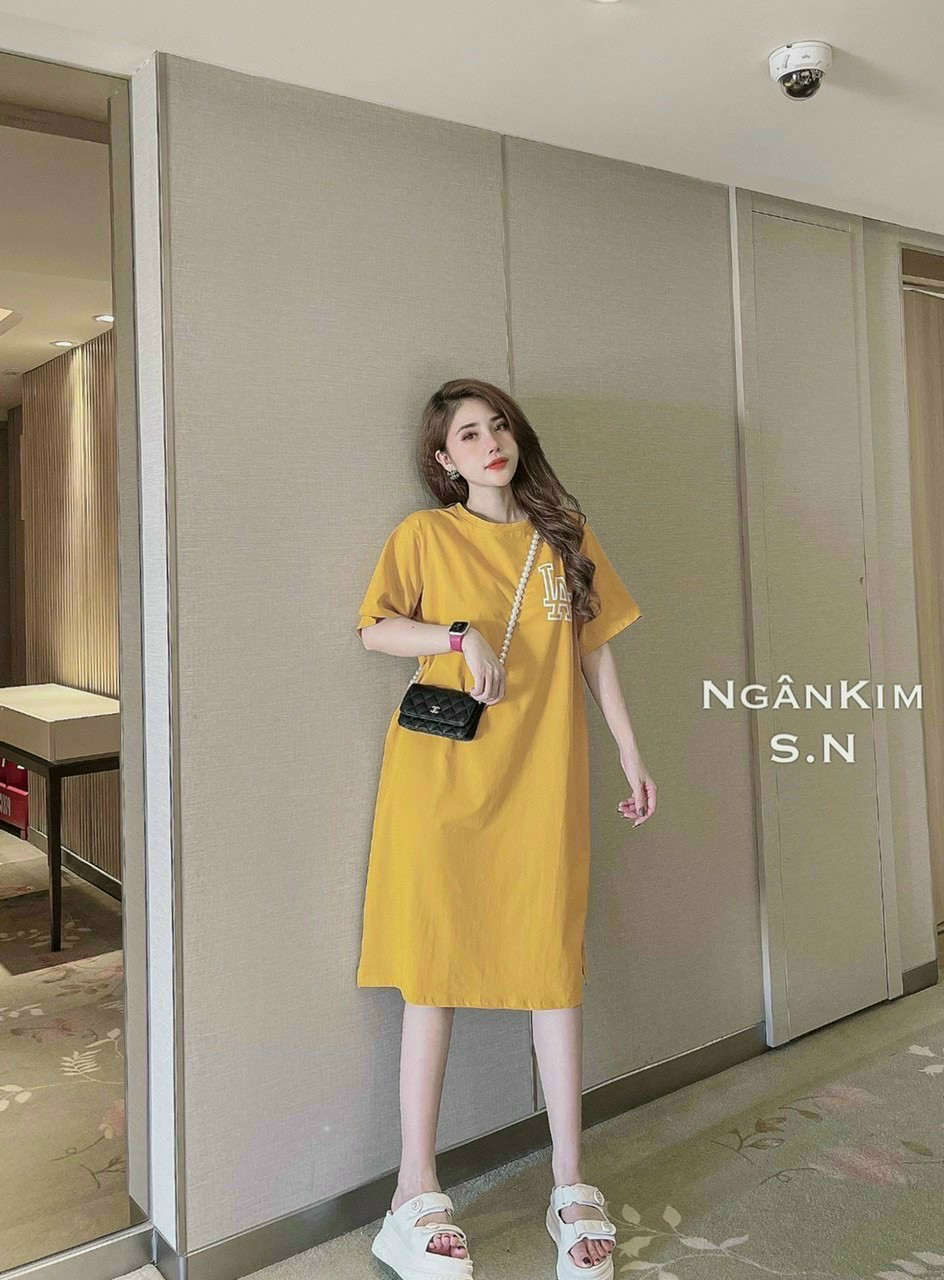 Váy suông bigsize, bầu bí bon chen, vải lụa không nhăn