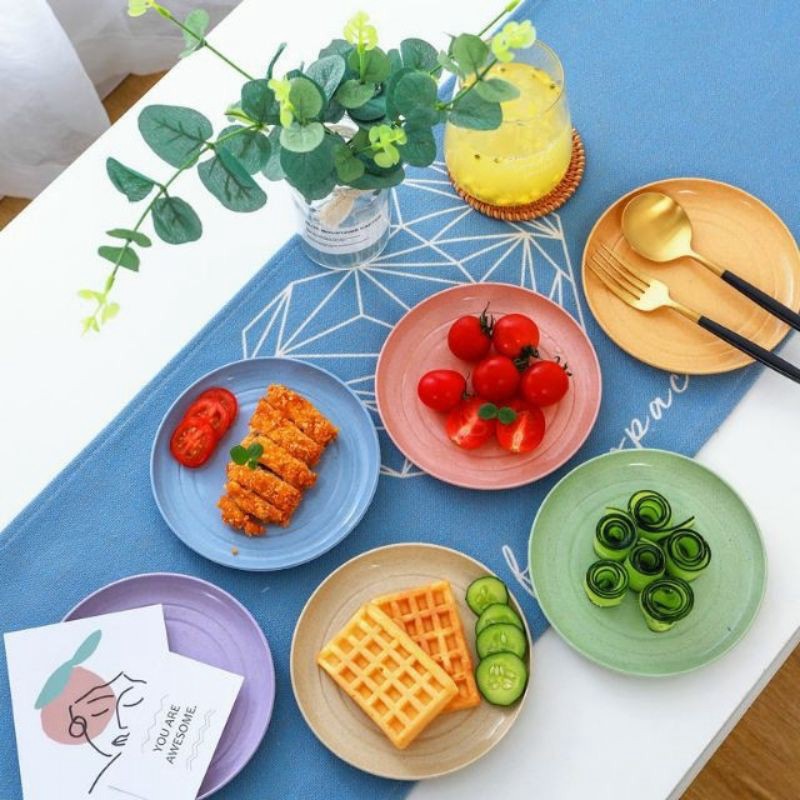 SET 6 ĐĨA LÚA MẠCH Đĩa Lúa Mạnh SIÊU XINH Chất Liệu Lúa Mạch An Toàn Cho Sức Khoẻ