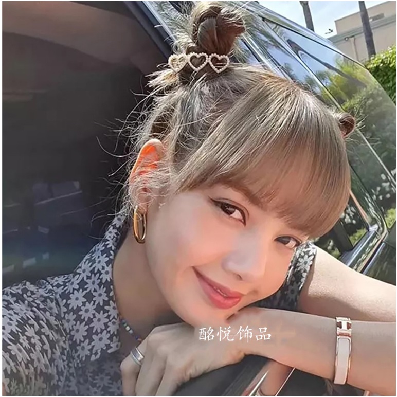 Kẹp tóc ba trái tim Lisa Blackpink