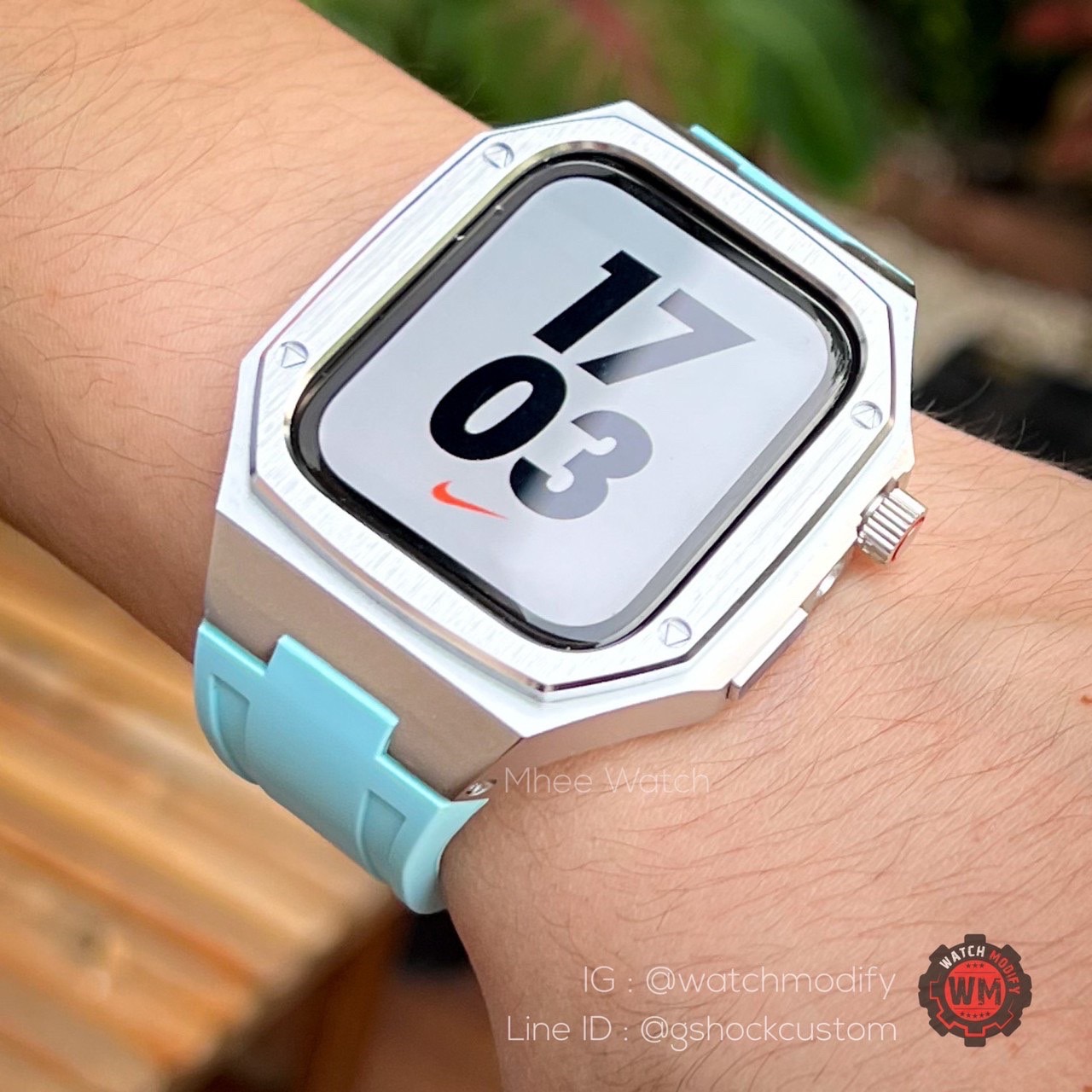 Case Apple Watch Stainless Rubber Tiffany Blue Color for 44MM วัสดุดี