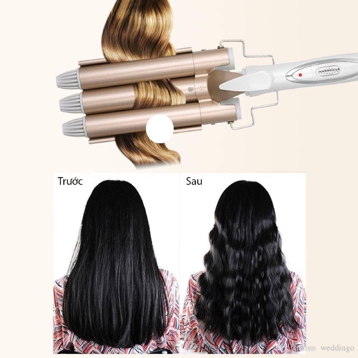 (HCM) MÁY BẤM TÓC GỢN SÓNG 3 TRỤC KEMEI 1010