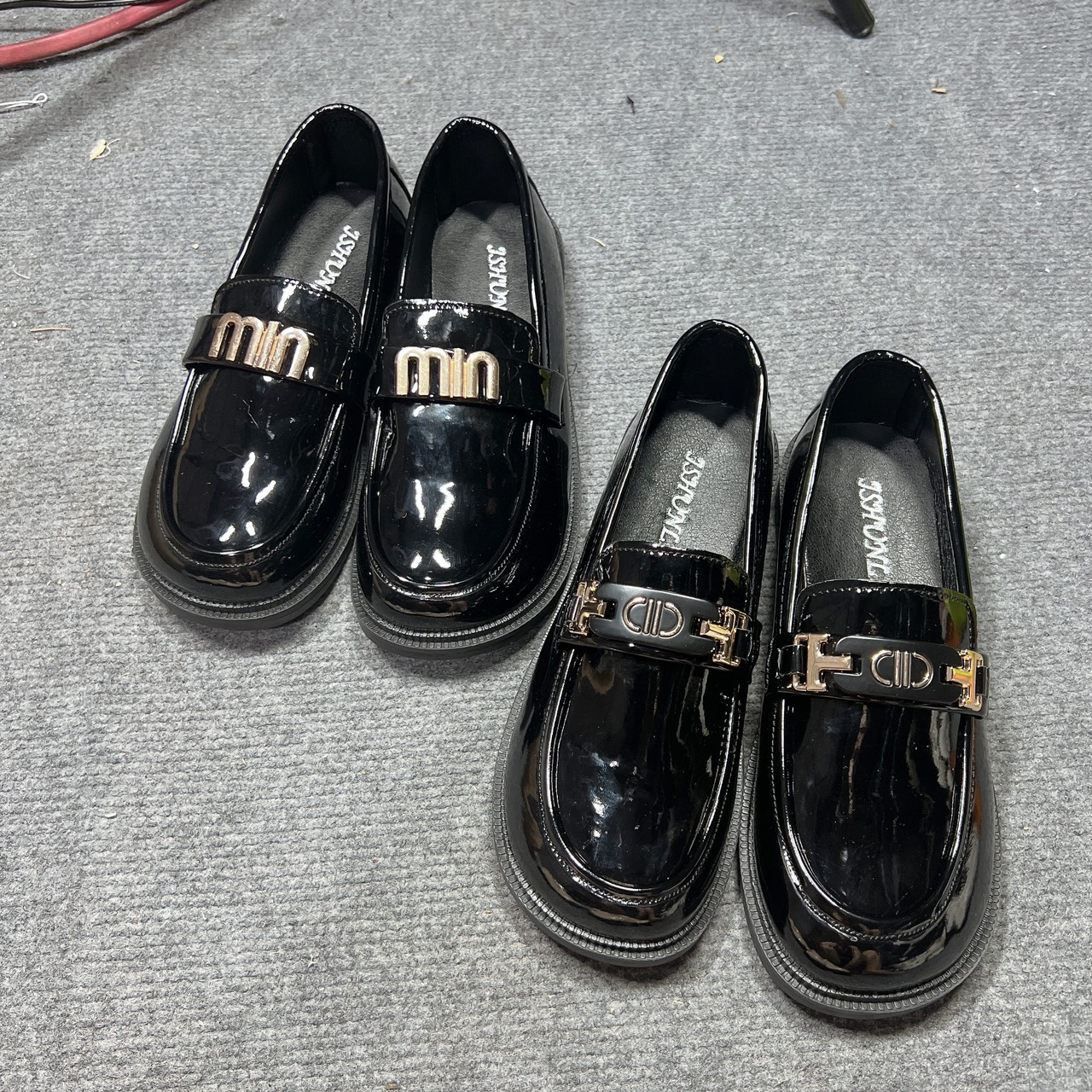giày moca miu, giày miumiu, giày nữ da bóng mũi tròn đế cao [đế 1cm]