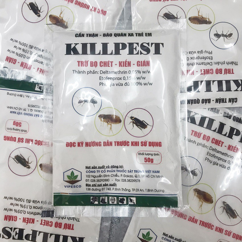 THUỐC DIỆT BỌ CHÉT, RẬN RỆP CHO CHÓ, MÈO KILLPEST (gói 50g)