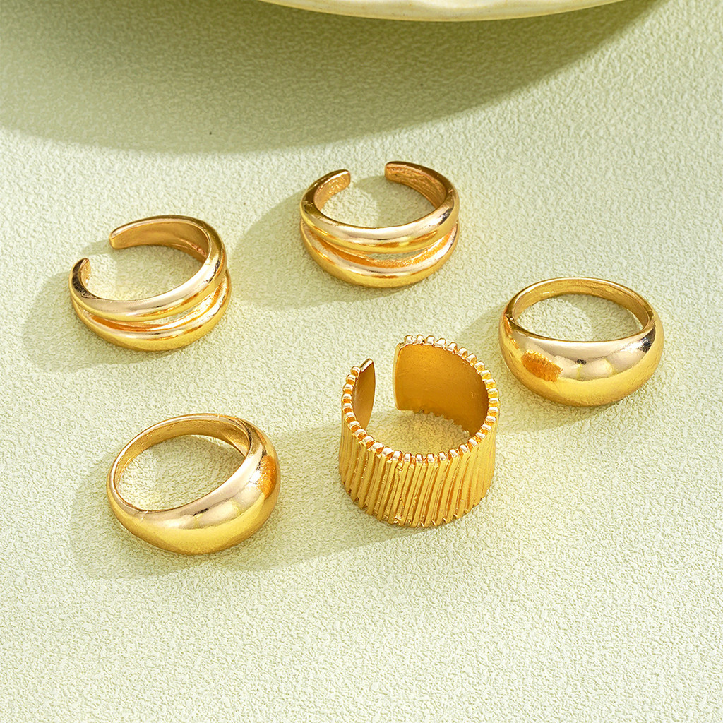 Enacolor 5Pcs/Set Irregular Elegant Metal Geometry Alloy Ring ...
