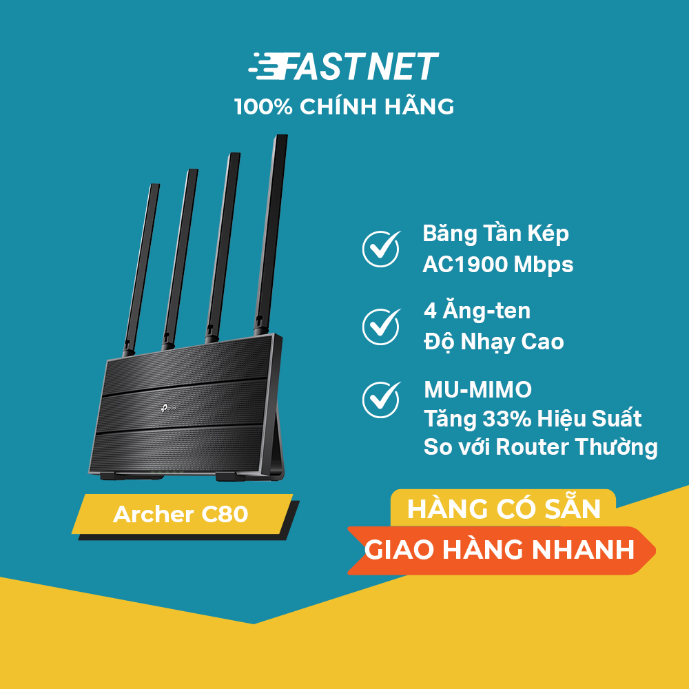 Bộ Phát Wifi TP-Link Archer C80 MU-MIMO 3x3 Băng Tần Kép AC1900 thumbnail