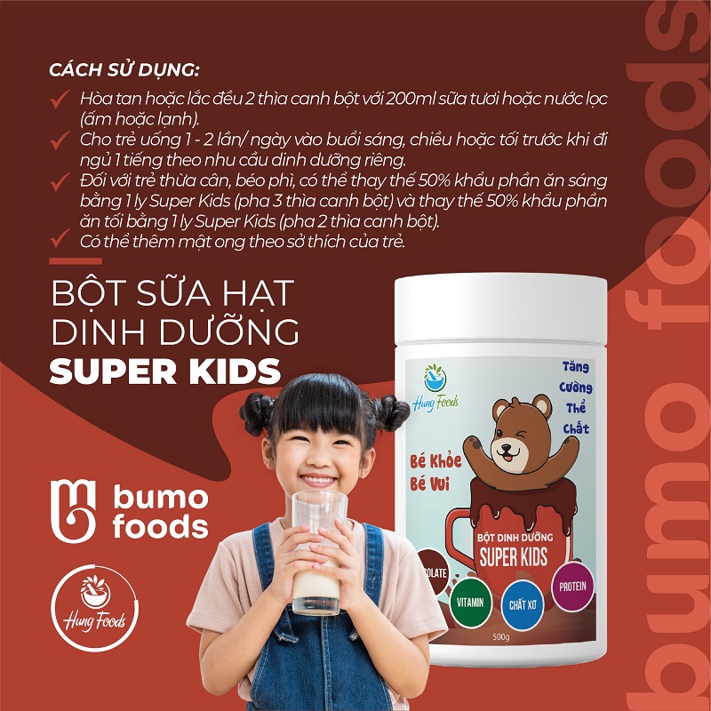 Bột sữa hạt dinh dưỡng Super Kids (Hộp 500gram)