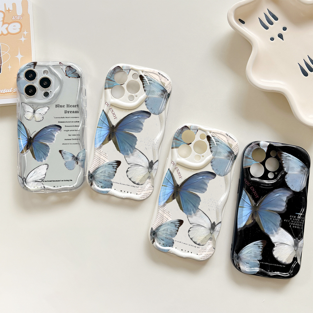 【Limited edition】 BILI for S20 S21 S23 FE S21 S22 S23 S24+ Ultra 5G Back Cover Butterfly Samples Pattern Cream Texture Wavy Soft Covers.