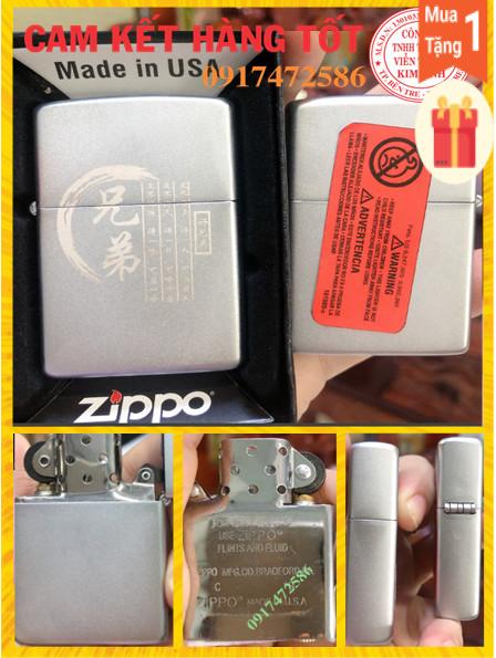Bật lửa zippo satin tình như huynh đệ main usa - hộp quẹt zippo
