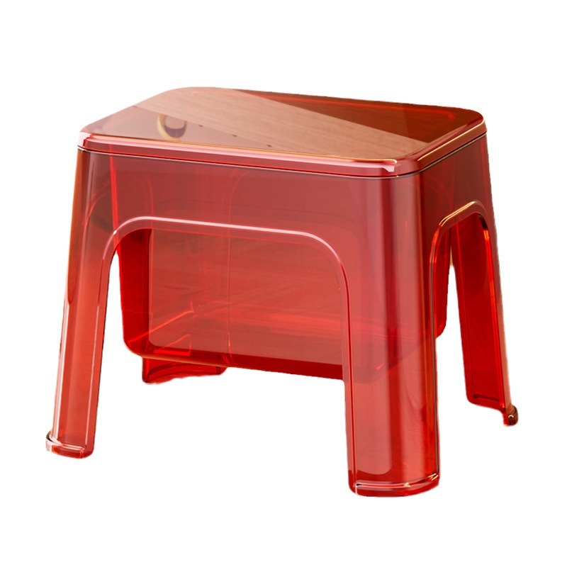 KS Plastic bench Storage plastic cabinet Multifunctional storage stool Transparent shoe changing stool Household thickening Storage bucket