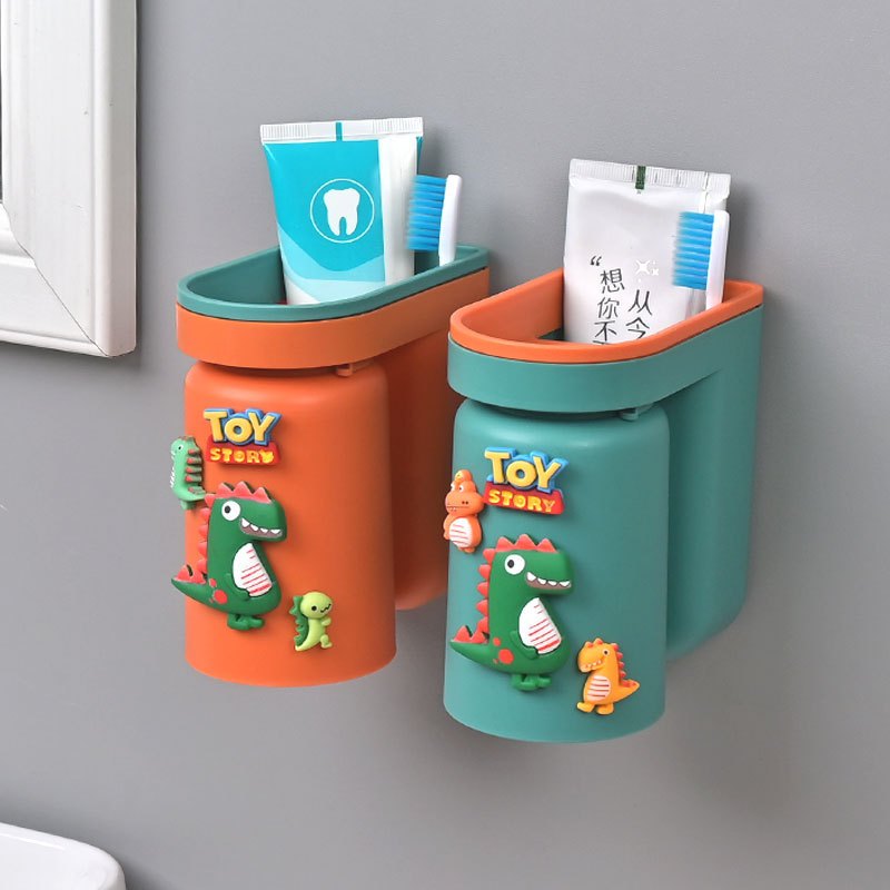 Cốc đựng bàn chải đánh răng, kem đánh răng dán tường - cốc đựng bàn chải mẫu hoạt hình