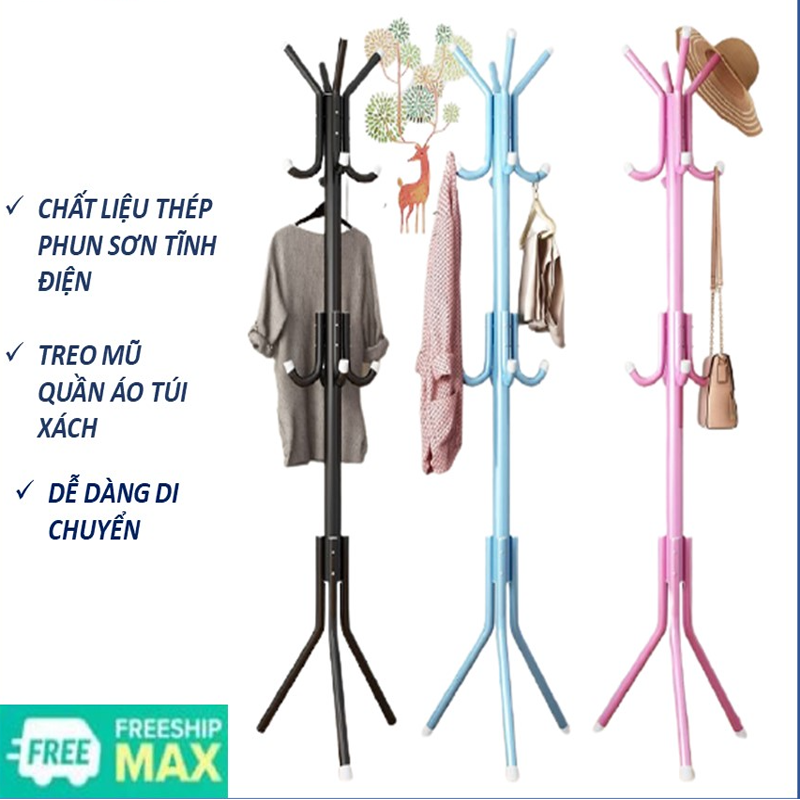 Cây treo túi xách quần áo di động (cao 185cm) chất liệu sơn thép chống gỉ thiết kế tiện dụng-cây treo quần áo túi xách đa năng( Giao Màu Ngâu Nhiên)