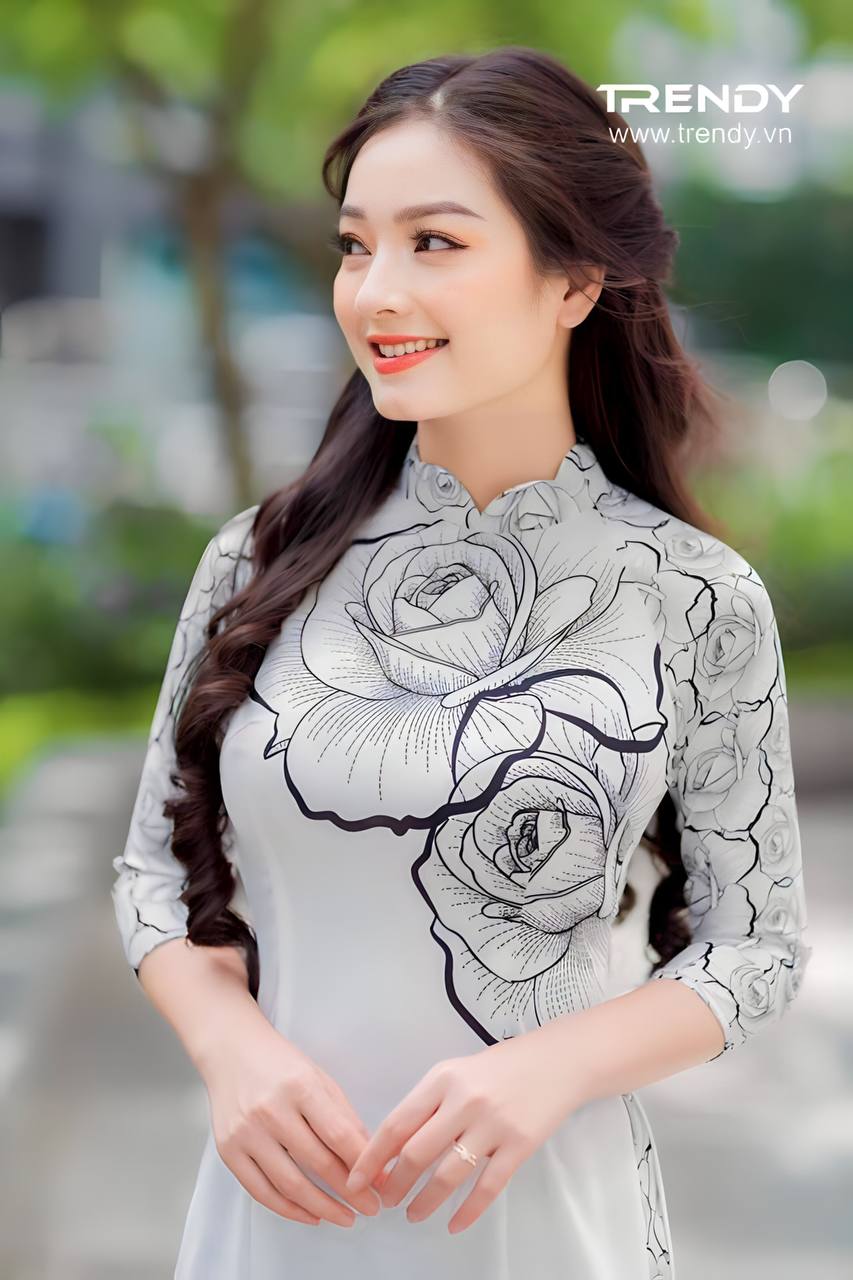 Set Áo Dài Lụa Trắng & Đỏ Cao Cấp BY4689