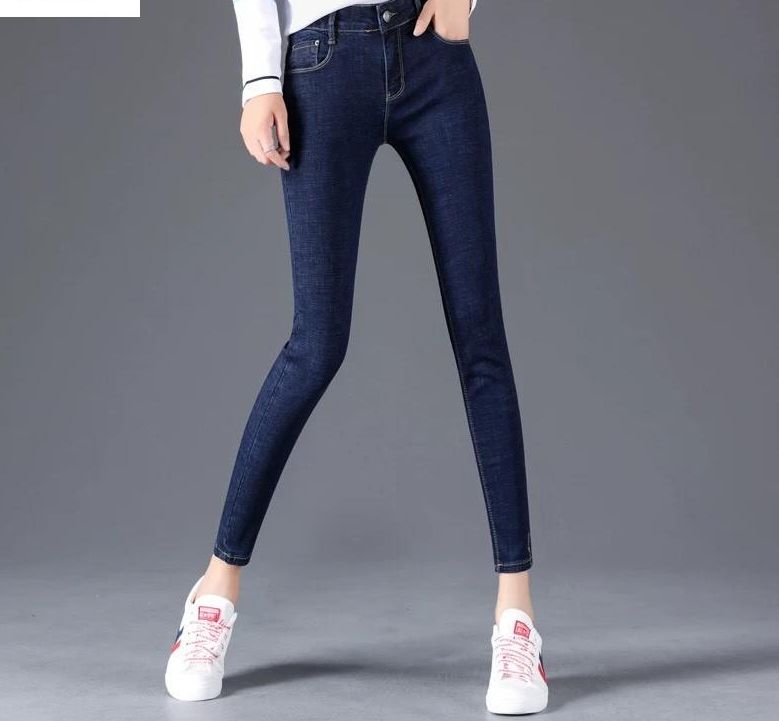 Quần jean nữ (03) lưng cao trơn màu xanh tiêu chất siêu giãn ( size 26 - 34 ) xx-03-xa19