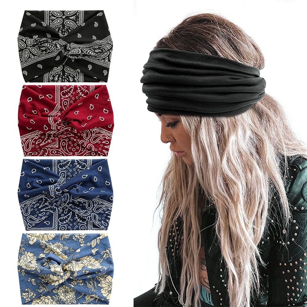 5210BIYU Boho Thick Extra Large Yoga Hair Bands Turban Head Wraps for Women  Wide Headbands Workout Headband
