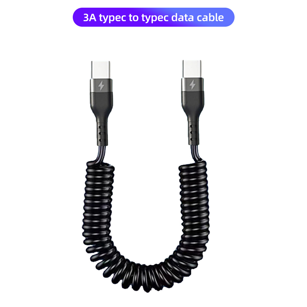 Fonken 3 in 1 mobile phone fast charging usb type-c data cable micro usb spring car charging cable for xiaomi samsung