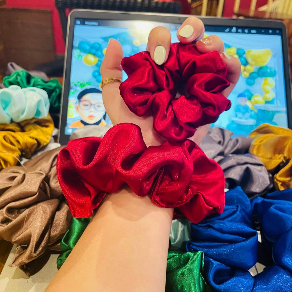 [PHI BÓNG] Dây buộc tóc Scrunchies handmade chất lụa, phi bóng mềm mịn, dây cột tóc vải dễ thương cho nữ