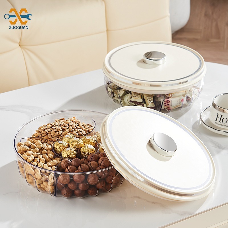 ZUOGUAN Dried fruit box Sealed dried fruit box push type Snack candy box Pentagonal lattice