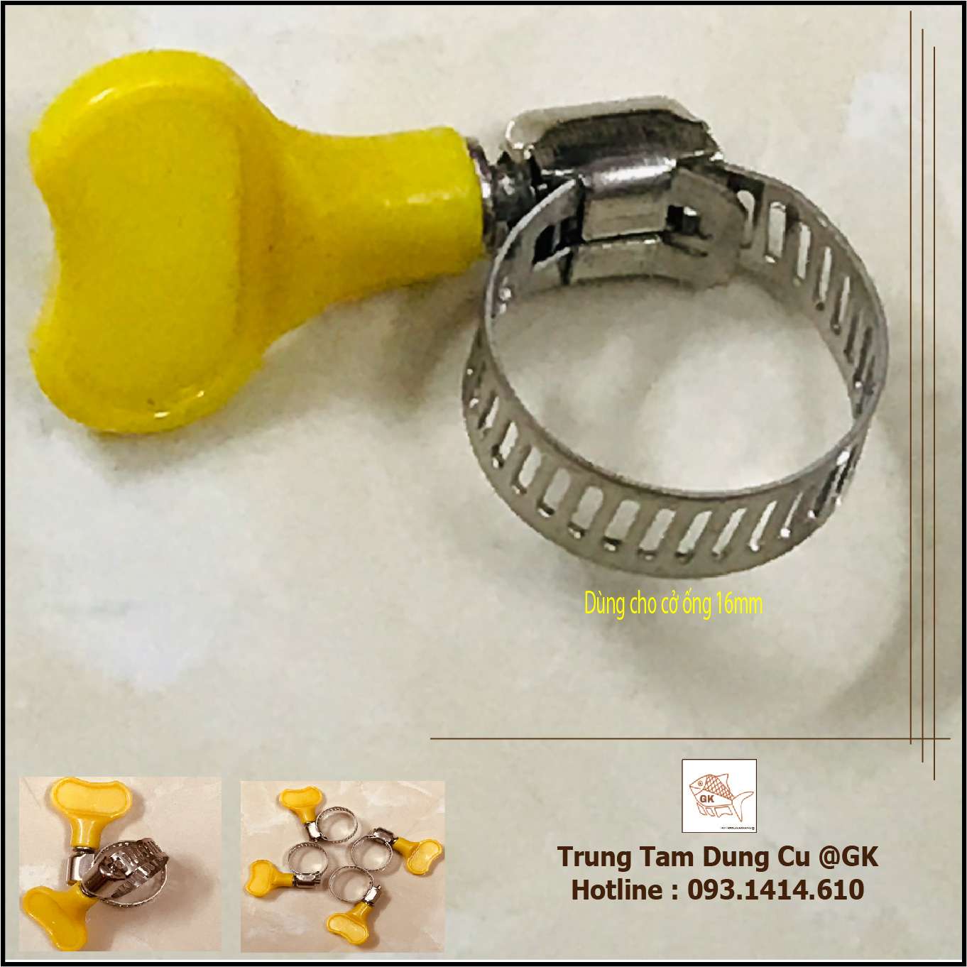 Cái siết cổ dê inox 16mm, đai siết đầu dây ống nước 12mm đến 16mm