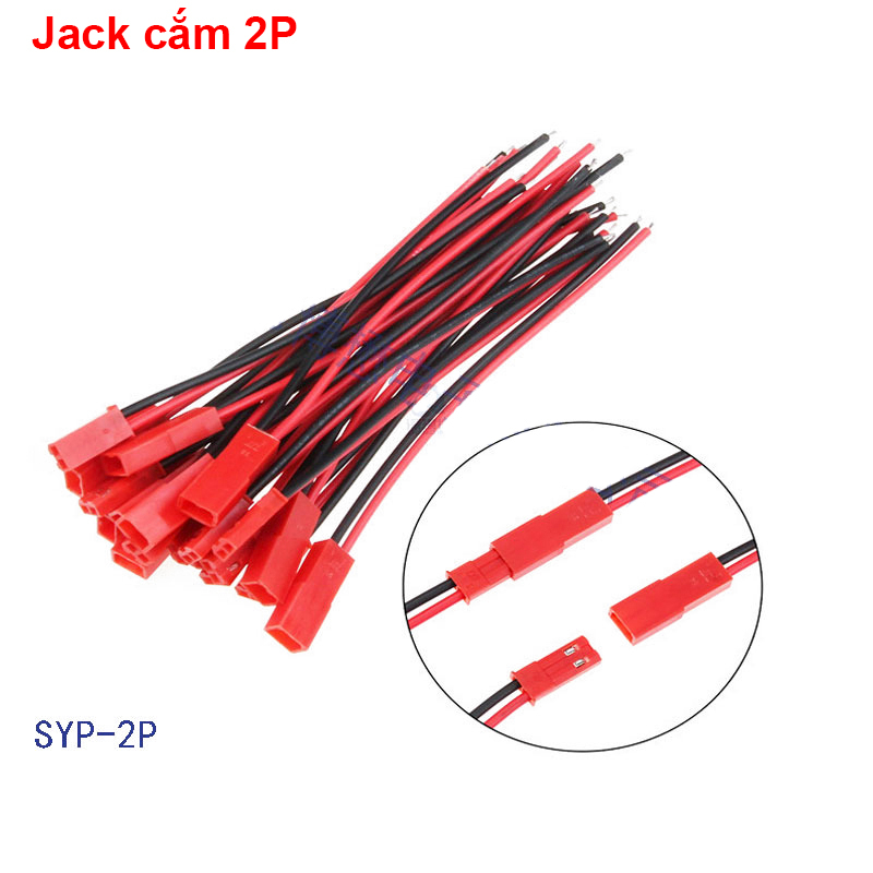 5 cặp jack kết nối jst-2p 2 pin 20cm, nối nguồn, nối led 22awg