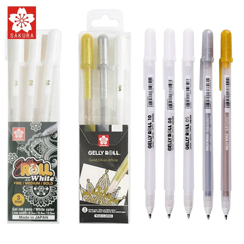 Sakura Gelly Roll Gel Pen White Color High Light Marke Pen Black