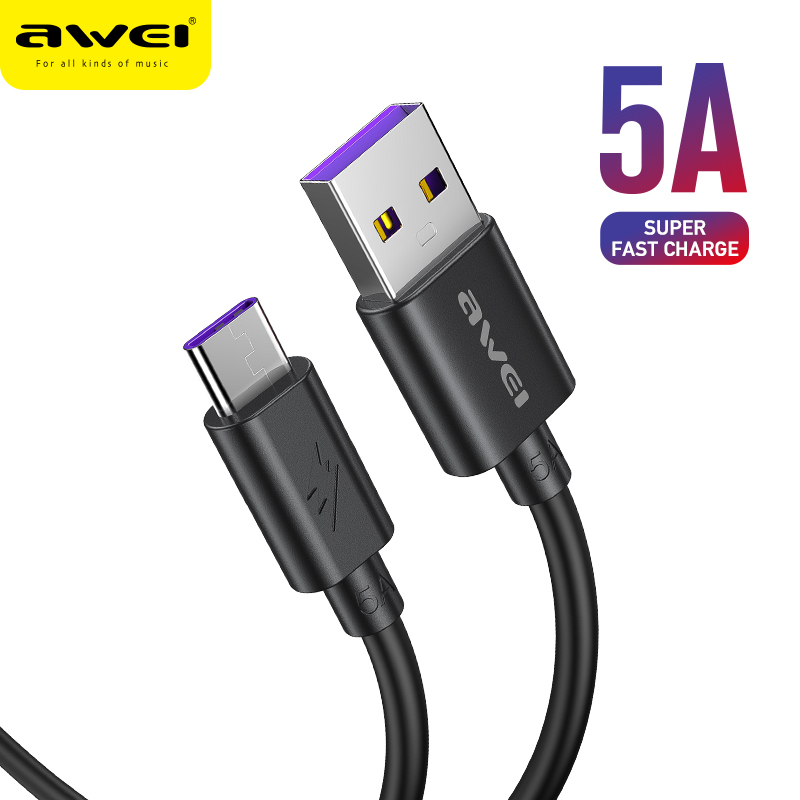AWEI CL-110T 5A Type-C USB Data Cables Durable 1m Quick Charging Super thumbnail