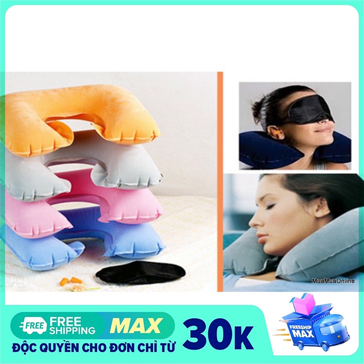 Bộ 3 món gối hơi, bịt mắt và bịt tai tiện dụng khi đi du lịch